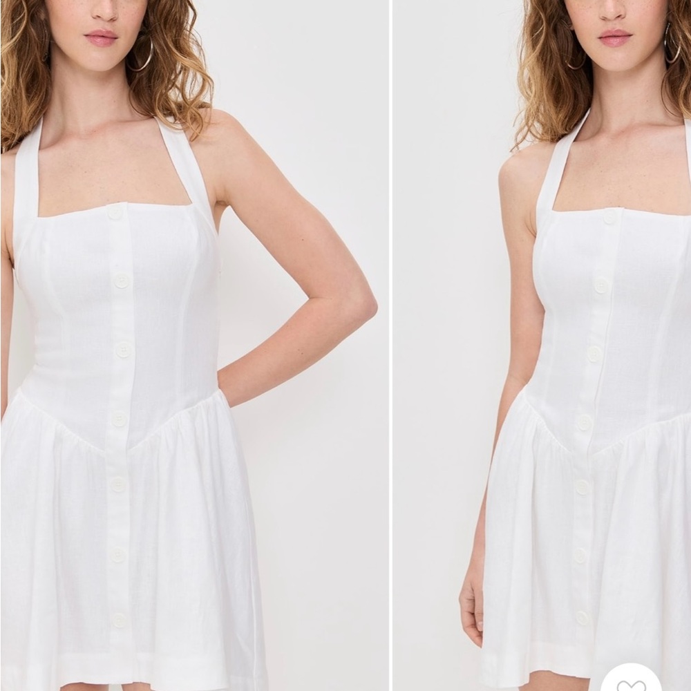NWT White Reformation Linen Mini Dress size 8 reg $218 - Picture 6 of 12